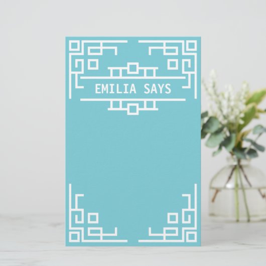 Kies uw gekleurde art deco-omgrenzingsgeometrische briefpapier (Staand voorkant)