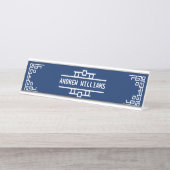 Kies uw gekleurde art deco-omgrenzingsgeometrische bureau naambordje (Voorkant)