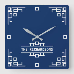 Kies uw gekleurde art deco-omgrenzingsgeometrische vierkante klok