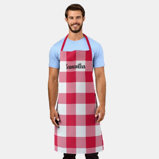 Kies uw gepersonaliseerde kleur Gingham Pset Schort (Gedragen)