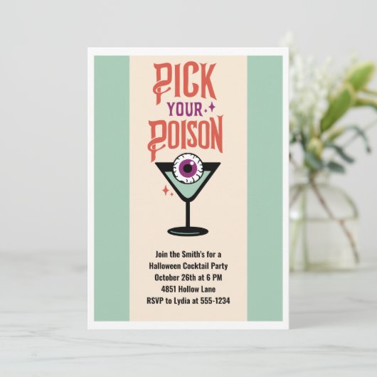 Kies uw gif Halloween Cocktail Party Kaart (Staand voorkant)