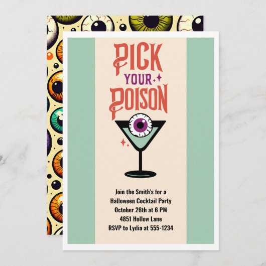 Kies uw gif Halloween Cocktail Party Kaart (Voorkant / Achterkant)