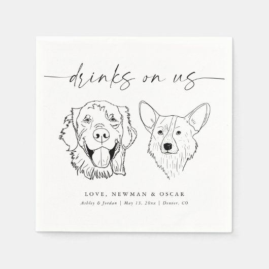 KIES UW HONDEN Trouwhond Drink op ons Servet (Voorkant)