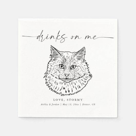KIES UW KAT Modern Huisdier Bruiloft Servet (Voorkant)