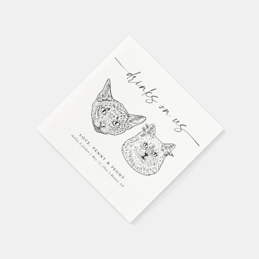 KIES UW KATTEN Modern Huisdier Bruiloft Servet (Hoek)