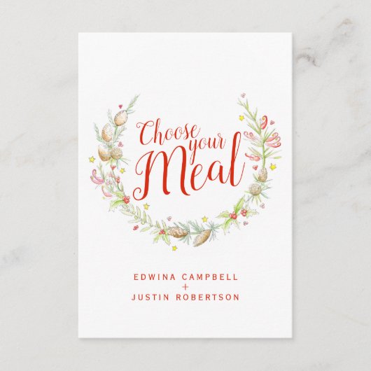 Kies uw kerstkeuzevaarten voor de maaltijd informatiekaartje (Voorkant)