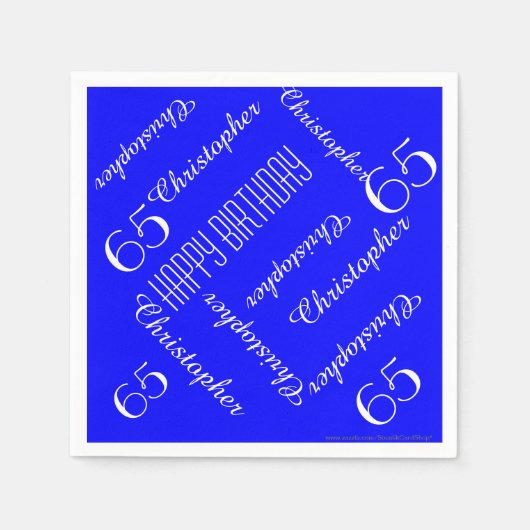 KIES UW KLEUR 65ste verjaardagsfeest Herhaal Namen Servetten (Voorkant)