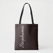 KIES UW KLEUR, bruin en wit, naam. Tote Bag (Voorkant)
