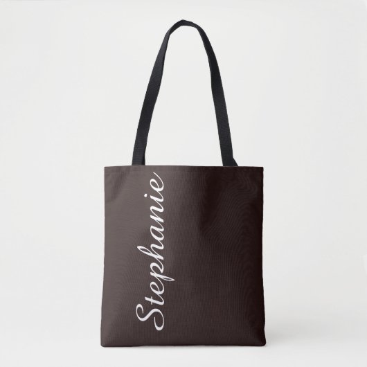 KIES UW KLEUR, bruin en wit, naam. Tote Bag (Voorkant)