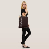 KIES UW KLEUR, bruin en wit, naam. Tote Bag (Op model)