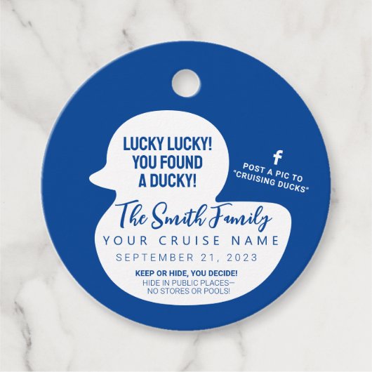 Kies uw kleur Cruise Duck Bedankjes Labels (Voorkant)