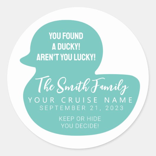 Kies uw kleur Cruise Duck Ronde Sticker (Voorkant)