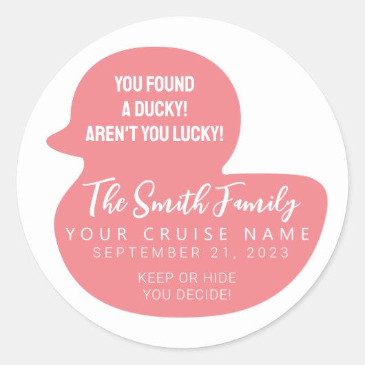 Kies uw kleur Cruise Duck Ronde Sticker (Voorkant)
