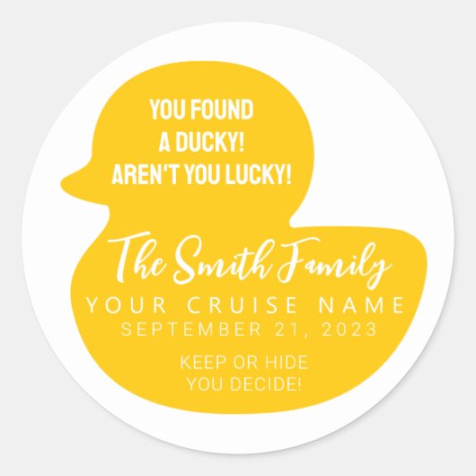 Kies uw kleur Cruise Duck Ronde Sticker (Voorkant)