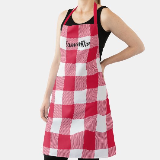 Kies Uw Kleur Gingham Plaid Persoonlijk Schort (Insitu)