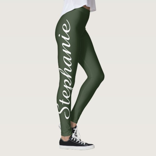 KIES UW KLEUR, groene Jumbo Script Name, Yoga Leggings (Rechts)