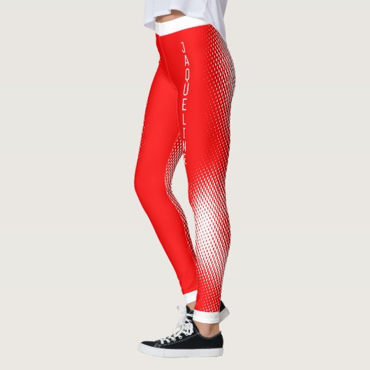 Kies UW kleur / Jouw naam wit puntpatroon Leggings (Links)