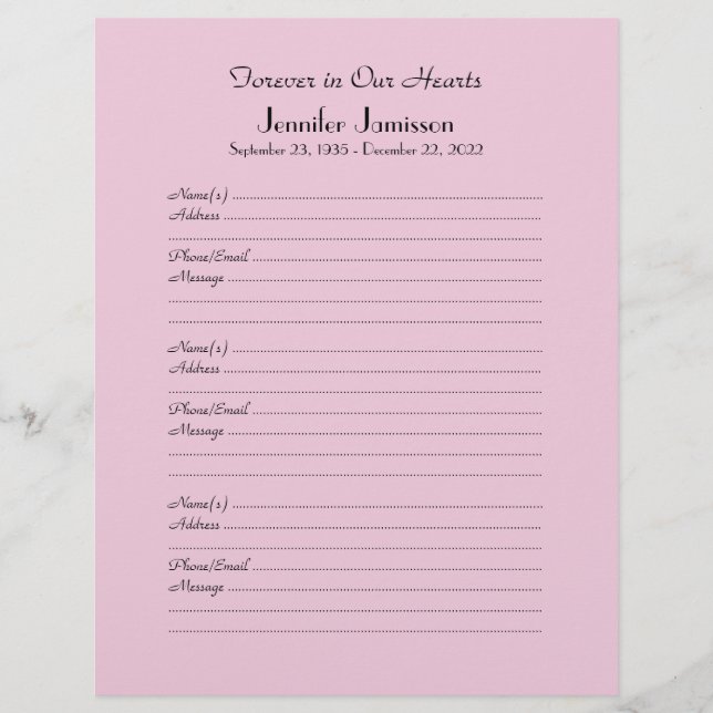 KIES UW KLEUR, Memorial Book Filler Page (Voorkant)