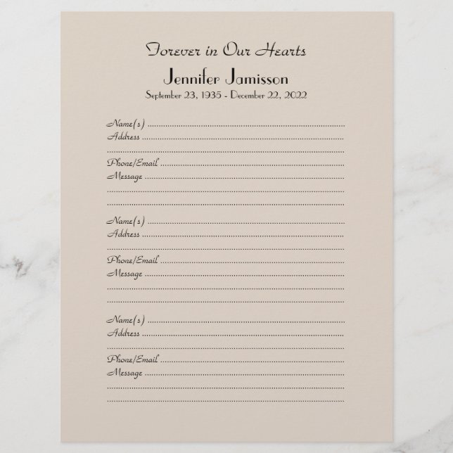 KIES UW KLEUR, Memorial Book Filler Page (Voorkant)
