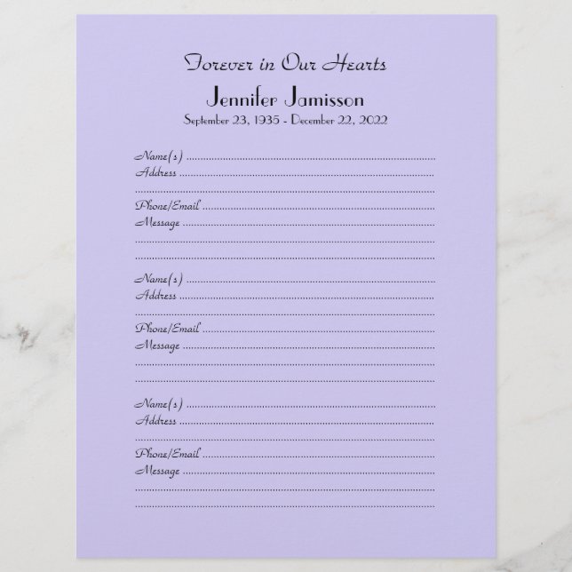KIES UW KLEUR, Memorial Book Filler Page (Voorkant)