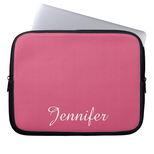 KIES UW KLEUR, Naam, Roze Computer Laptop Sleeve (Voorkant)