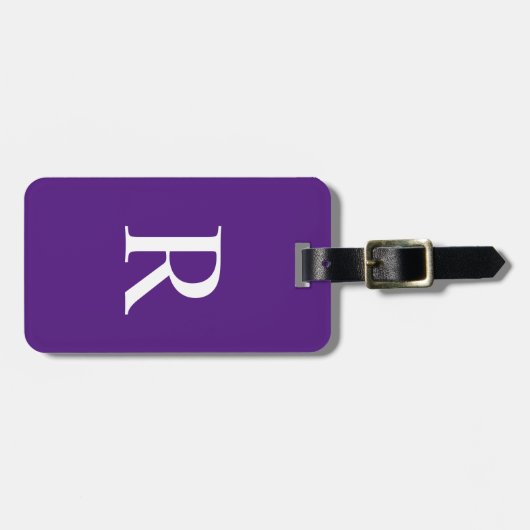 KIES UW KLEUR of Aubergine Paarse Monogram tas Bagagelabel (Voorkant horizontaal)