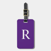 KIES UW KLEUR of Aubergine Paarse Monogram tas Bagagelabel (Voorkant verticaal)