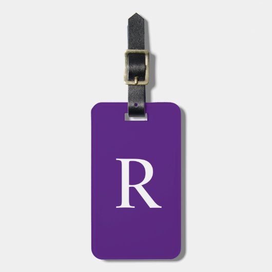 KIES UW KLEUR of Aubergine Paarse Monogram tas Bagagelabel (Voorkant verticaal)
