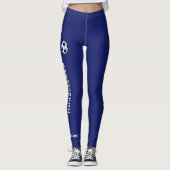 KIES UW KLEUR of Blauw Voetbal Team Naam Leggings (Voorkant)
