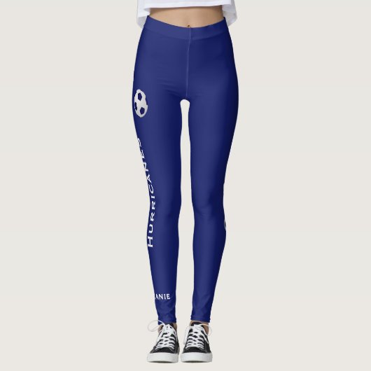 KIES UW KLEUR of Blauw Voetbal Team Naam Leggings (Voorkant)