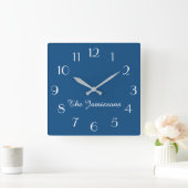 Kies uw kleur of Klassieke blauwe minimalist Vierkante Klok (Huis)