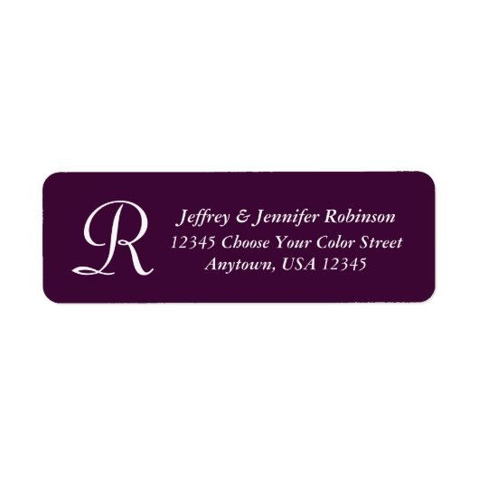 KIES UW KLEUR, Paars Monogram retouradres Etiket (Voorkant)