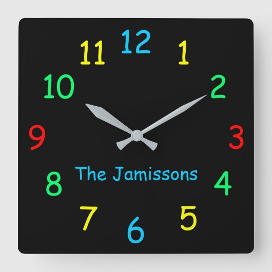 KIES UW KLEUR, persoonlijk Klokzwart Vierkante Klok (Voorkant)