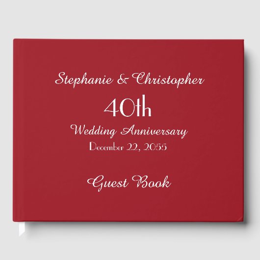 KIES UW KLEUR Robijnrood 40ste verjaardagsfeest Gastenboek (Voorkant)