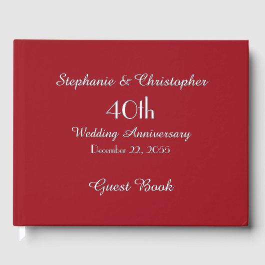 KIES UW KLEUR Ruby Red 40th Jubileum Party Gastenboek (Voorkant)