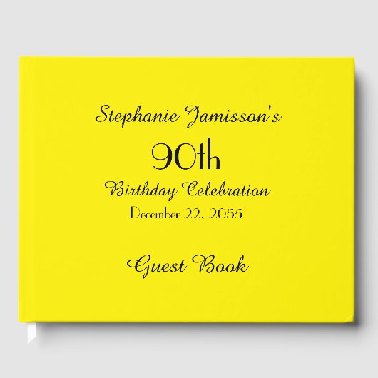 KIES UW KLEUR Verjaardagsfeest Geel Geheugen Gastenboek (Voorkant)