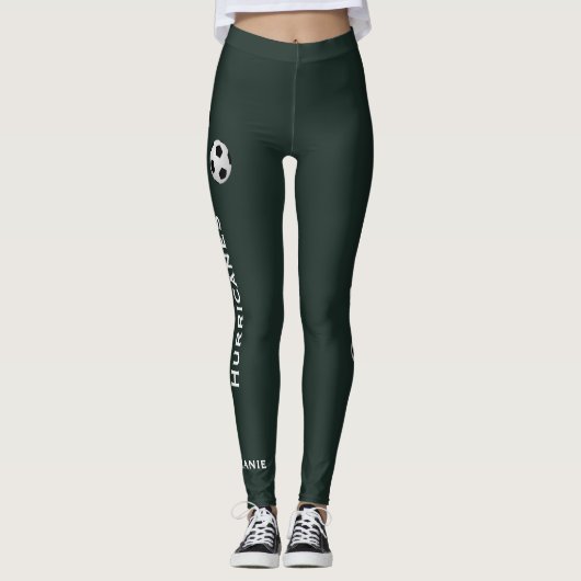 KIES UW KLEUR Voetbalteam, Groen, Naam Leggings (Voorkant)