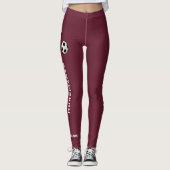 KIES UW KLEUR Voetbalteam, Naam, Bourgondië Leggings (Voorkant)