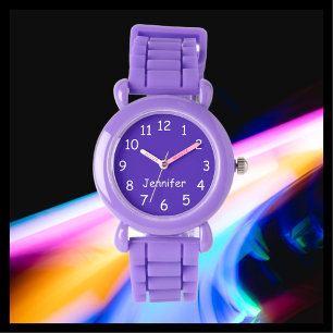 KIES UW KLEUREN, Jouw naam, Kinder Paarse Pols Horloge