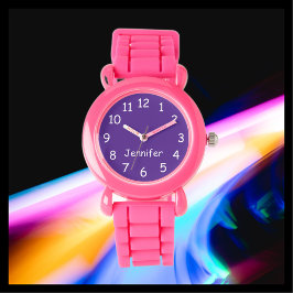 KIES UW KLEUREN, Naam, Kinder Roze Paarse Pols Horloge
