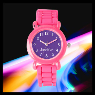 KIES UW KLEUREN, Naam, Kinder Roze Paarse Pols Horloge