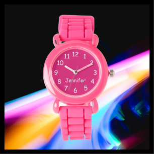 KIES UW KLEUREN, Naam, Kinder Roze Pols Horloge