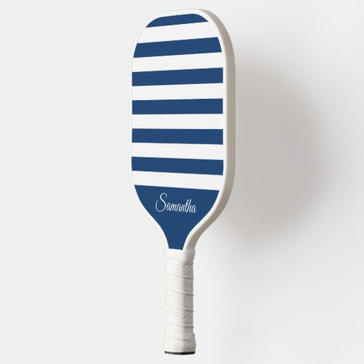 Kies uw kleuren stripes - marineblauw en wit pickleball paddle (Links)