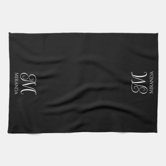 Kies uw kleurenmodern minimaal monogram en naam theedoek (Horizontaal)