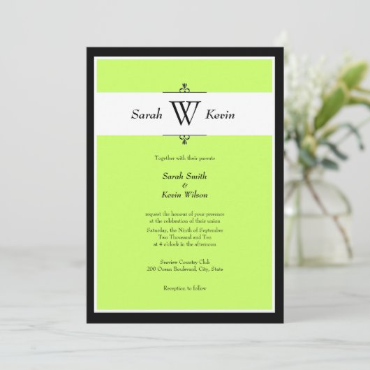 Kies uw kleurenmonogram bruiloft kaart (Staand voorkant)