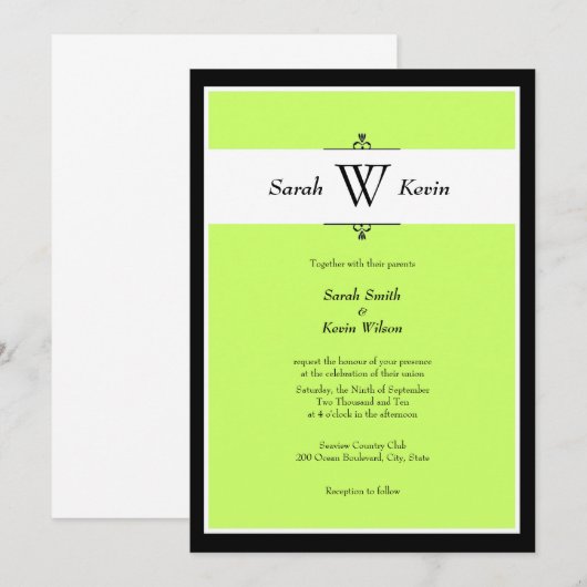 Kies uw kleurenmonogram bruiloft kaart (Voorkant / Achterkant)