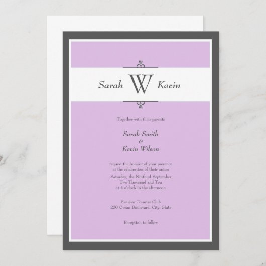 Kies uw kleurenmonogram bruiloft kaart (Voorkant / Achterkant)