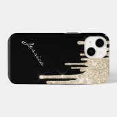 Kies uw kleurensterren met zilveren glitterschijve iPhone hoesje (Achterkant horizontaal)