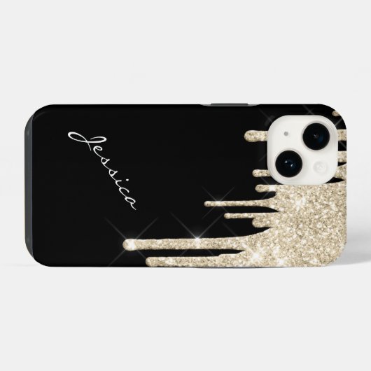 Kies uw kleurensterren met zilveren glitterschijve iPhone hoesje (Achterkant horizontaal)