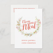 Kies uw maaltijd Kerst maaltijd opties behuizing Informatiekaartje (Voorkant / Achterkant)